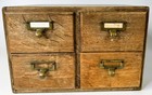 Vintage 4 Drawer Wooden Library Card Catalog File Cabinet Oak With Recipes Read