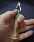 Primitive Style Arrowhead Knife With Burned Wood Handle 