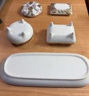 Vintage Hand Painted Porcelain Dresser Vanity Set Tray Jars Floral Roses