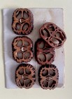 Vintage Walnut Buttons Handcrafted  Set Of Six     