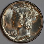 1944 D Mercury Dime  Gem Brilliant Uncirculated Condition Full Split Bands C7042