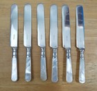 Lot Of 6 Vintage To Antique Mother Of Pearl   Silverplate Breakfast Knives