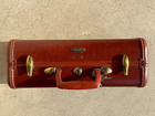 Vintage 1940s Samsonite Shwayder Brown Luggage 15x10x7 Hard Suitcase W key 