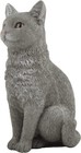 3 Inch Grey Cat Sitting Hand Painted Mini Figurine Statue Sculpture   gift Boxed