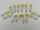 Vintage Yellow Turtle Diaper Pins - Set Of 14 Decorative Baby Safety Pins