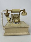 Vintage Deco-tel French Provincial Style Cream Gold Brass Rotary Phone