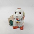 Vintage Pin Cushion Porcelain Dog W  House Art Deco Toothpick Holder 30 s Japan