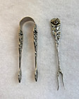 Vintage 800 Sterling Silver Hildesheimer Rose Antiko Sugar Tongs   Cocktail Fork