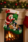 Christmas Stocking Bucilla Felt Applique Santa Tree Toys Dog Finished