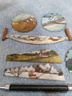 Hand Painted 6 5 saw Blade   6 Mini Saw Art  Vintage Farm Scenes 