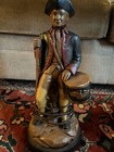 Pair Vintage  Revolutionary War Soldier Table Lamps  2  Resin Chalkware America