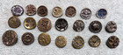 21 Vintage Antique Metal Picture Buttons Floral  8
