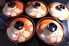 Japan Art Lacquer Soup Bowls Set Of 5 Hand Painted Floral Design Boxed Engraved