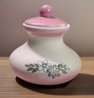 Vintage Lot Of 2 Ceramic Jars With Lids Vanity Trinket Box 2 5    Tall  Flower