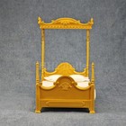 Miniature Dollhouse 1 12 Scale Model Wooden Bed gold