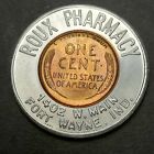 1956-d Encased Lincoln Cent Lucky Penny  Roux Pharmacy  Fort Wayne  Ind 