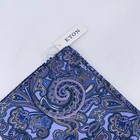 Eton Pocket Square Mens One Size Blue Purple Intricate Paisley Silk Luxury Nwt