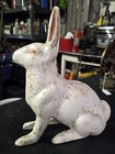 Old Life-size Cast Iron Rabbit Doorstop Garden 12  Tall Heavy 15lb Easter Bunny