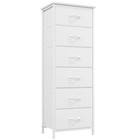 Tall Dresser For Bedroom - 6 Drawer Storage Cabinet  Modern White Furniture