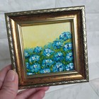 Forget Me Nots Painting Blue Flowers Art Floral 3x3 Painted Framed Artwork