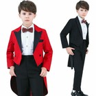 Kids Boy Tuxedo Tail Suits Formal Wedding Tailcoat 4 Piece Set Costume Party