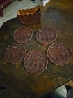 Vintage Peruvian Leather  Hand Tooled Leather Coasters  Set Of 4