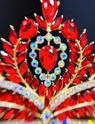 Red Ruby Crystal Crown  Quinceanera Crown  Gold Wedding Tiara  Princess Tiara