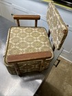Vintage Retro 1970 s Tan   Yellow  Child   s Baby Vinyl   Wood Booster Seat Chair