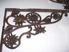 Vintage Cast Iron Architectural Garden Bracket Hooks - Pair