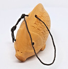 Hand Carved Boxwood Fish Ornament Netsuke 2 75 Inch Decorative Pouch Toggle