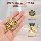 6mm Leather Rivets  70 Sets Rhinestone Studs Rivet  Gray Gold Tone