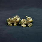 2pcs Chinese Ancient Bronze Brass Fengshui Foo Fu Dog Lion Beast Bixie Statue