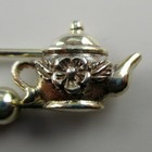 Sterling Silver Teapot Charm Pin Holder Tea Party Gift Hanger Tea Lover Vintage