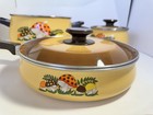Vintage Retro Sears Merry Mushroom 5 Piece Set 3 Pots Pans 2 Lids