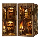Diy Book Nook Kit 3d Wooden Puzzle Shelf Insert Vintage Library Led Light Model