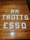 Vintage Brass Porcelain Enamel Esso Roosters Sign 4  Letters Rest Roses Roots 