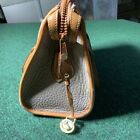 Dooney   Bourke Leather Purse Satchel Doctors Hand Bag Tan Taupe Pebble Zip Vtg