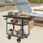 Rolling Bar Cart Industrial Mobile Serving Cart Kitchen Storage Trolley 3 Tiers