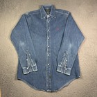 Vintage Polo Country Ralph Lauren Shirt Mens M Blue Denim Button Down 90s Work