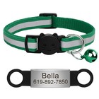 Reflective Breakaway Cat Collar With Bell Custom Personalized Engraved Name Tag