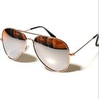 Aviator Style Gold Metal Frame Silver Mirror Lens Sunglasses Uv400 Protection