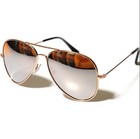 Silver Mirror Lens Aviator Style Gold Metal Frame Sunglasses Uv400 Protection
