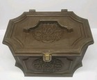 Vintage Max Klein Sewing Box Brown Plastic Faux Wood With Insert Sc2015