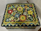 Floral Metal Tin Box Container Multicolor Flowers  Hinged  Made In England