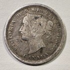 1870 Canada 5 Cents Flat Rim Queen Victoria Silver Type Coin Nice Surfaces