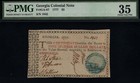 Ga-87 1777 Georgia  5 Pmg Vf35 Blue-green Cannon Seal Benjamin Andrew Rare Note