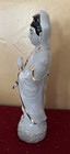 Vintage Japanese Guan Yin Statuette Figurine Moriage Style Gold Accents 1970s