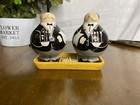 Summer Living Ceramic Salt   Pepper Shaker Set With Tray Fat  Round Waiters Htf