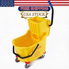 Commercial Mop Bucket With Side Press Wringer On Wheels  35 Quart Heavy Duty