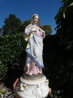 Antique 19thc Vieux Andenne Bisque Porcelain Sacred Heart Madonna Statue